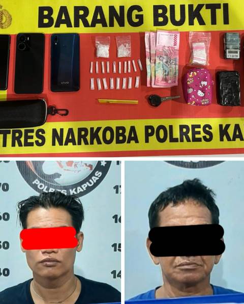 Saat Ditangkap Dua Orang Terduga Pengedar Sabu Sempat Hilangkan Barbuk