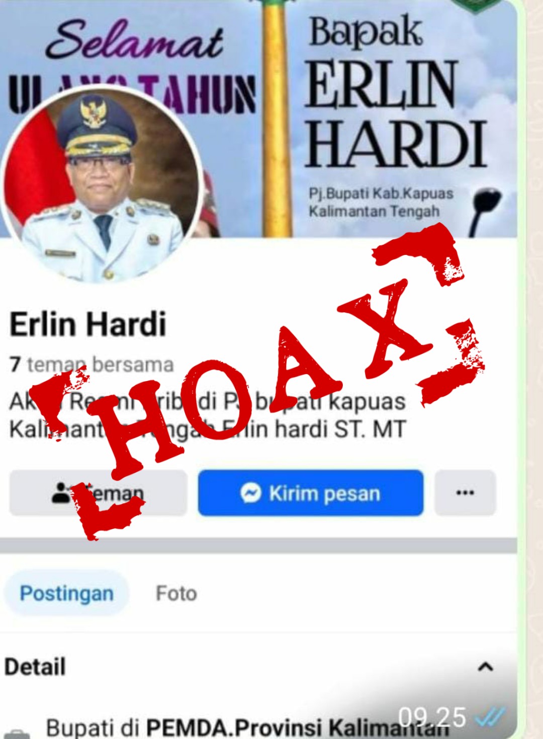 Pj Bupati Tegaskan Akun Facebook Mengatasnamakan Dirinya Hoax