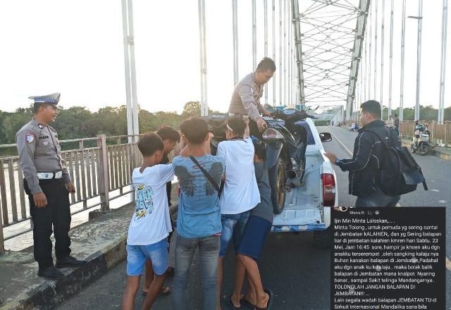 Satlantas Polres Barito Selatan Amankan Aksi Balap Liar di Jembatan Kalahien