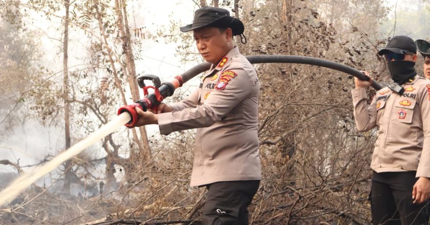 Gerak Cepat Padamkan Karhutla Kapolres Barsel Turun Langsung ke Lokasi Bersama Wakil Bupati dan Dandim